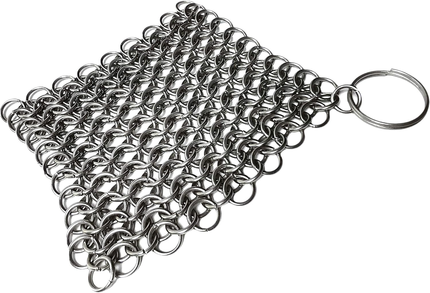Stainless Steel Cast Iron Cleaner, Chainmail Cast Iron Scrubber Skillet for Wok, Cooking Pot, Griddle, Cauldron Maintenance, Pre Seasoned Pans, Dutch Ovens - 7.9" X 7.9"