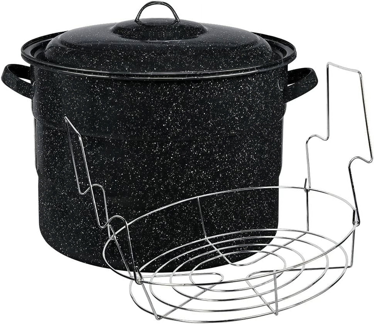 Granite Ware 21.5 Quart Water Bath Canner, Large Enamel Canning Pot with Rack, Canning Supplies for Jam, Salsa and Pickles
