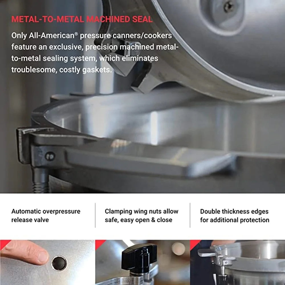 All 1930 Pressure Cooker/Canner 15.5 Quart - Silver 915 - Metal-To-Metal Sealing System Suitable for Gas or Electric Stoves