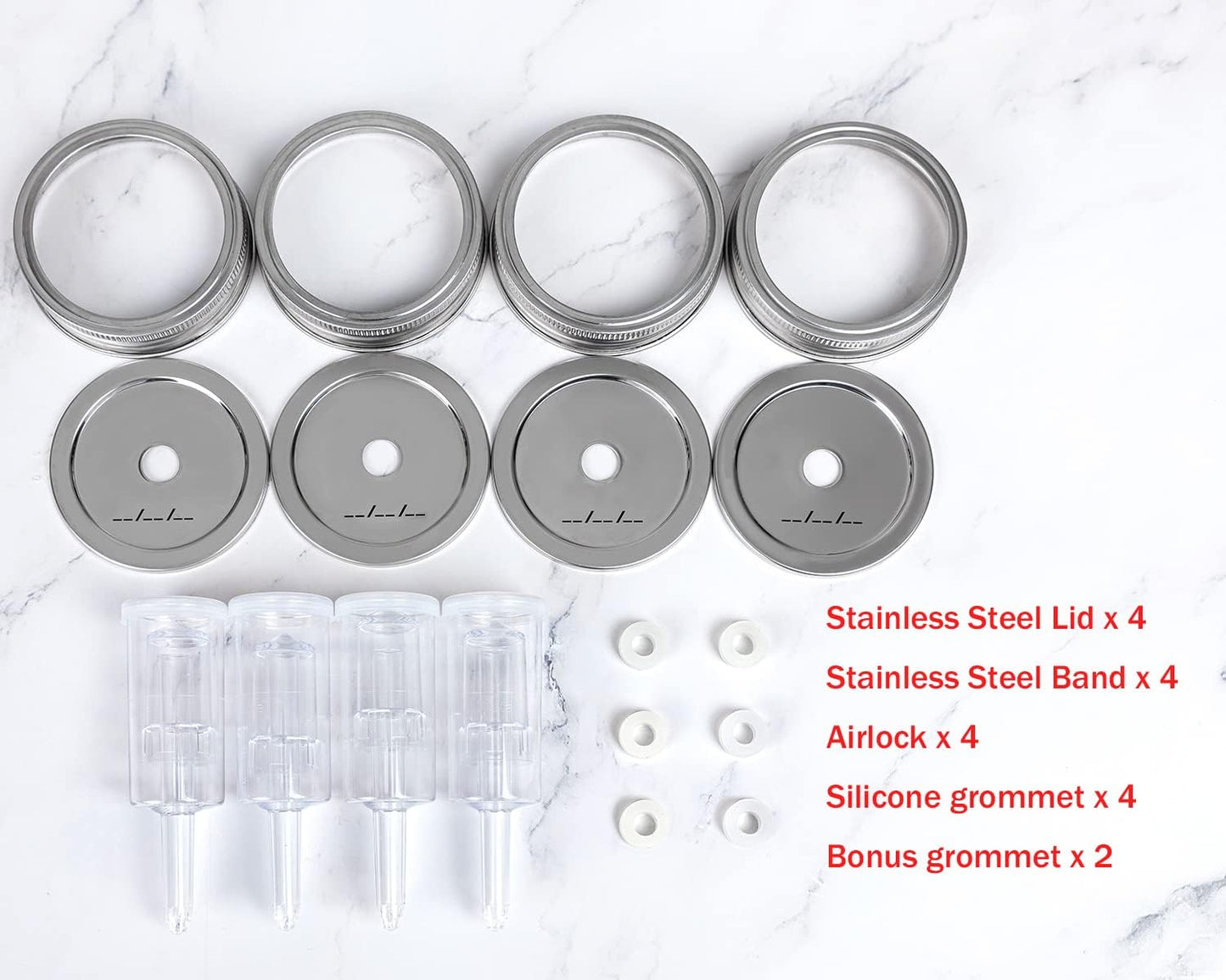 Fermentation Kit, Stainless Steel Fermenting Lids for Wide Mouth Mason Jars (NO Jars)