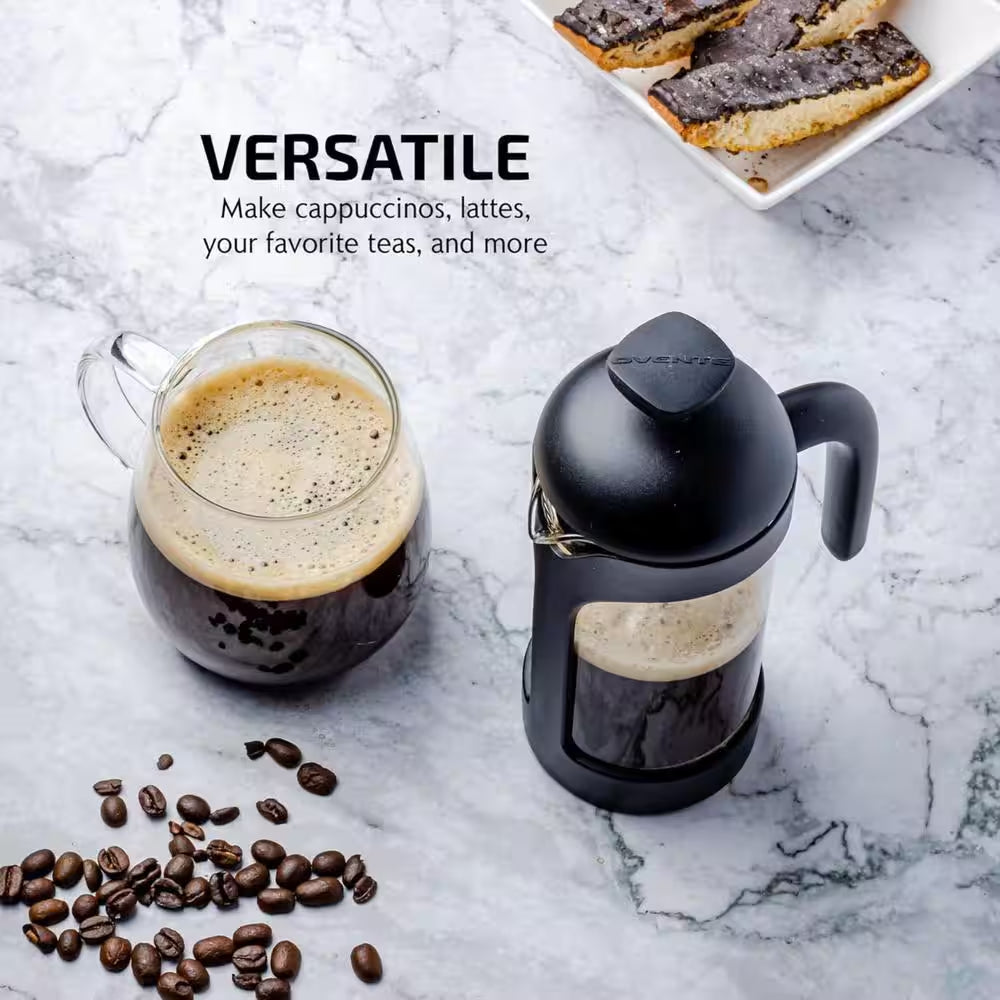 1.5 Cup Black French Press Coffee Maker with Heat Resistant Borosilicate Glass
