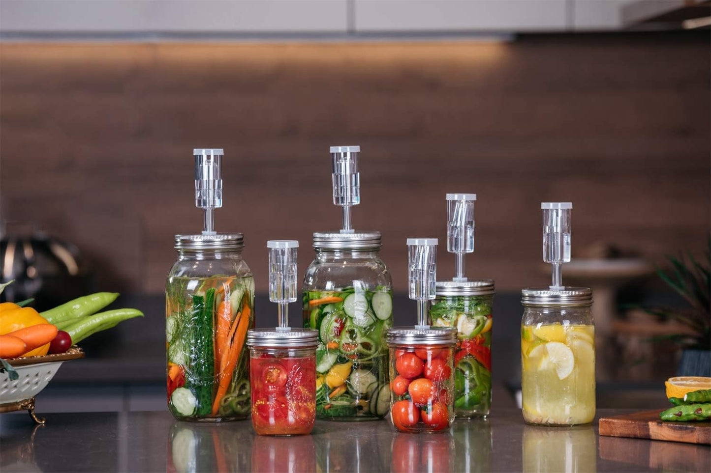 Fermentation Kit, Stainless Steel Fermenting Lids for Wide Mouth Mason Jars (NO Jars)
