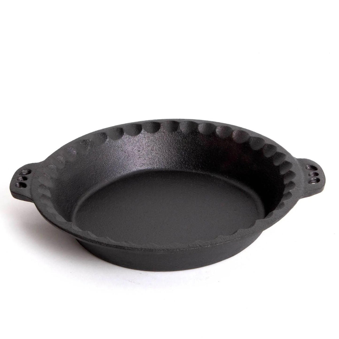 Extra Deep Pie Pan, Pre-Seasoned Cast Iron Bakeware with Crimped Edges and Handles, 10.25 Inches