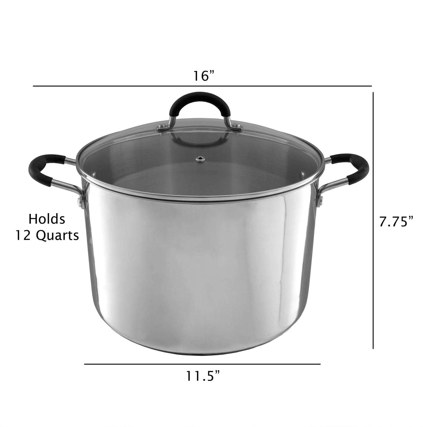 Large Stock Pot-Stainless Steel Pot with Lid-Compatible with Electric, Gas, Induction or Gas Cooktops-12-Quart Capacity Cookware by