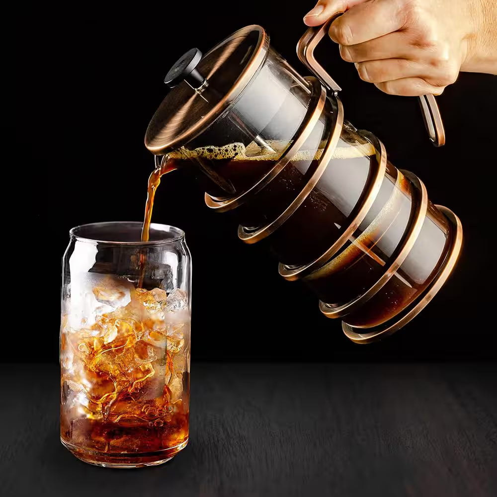French Press Coffee Maker, Stainless Steel Filter- Spiral Copper Camping Hot Coffee Press and Tea Maker,34 Ounce, FSW34C