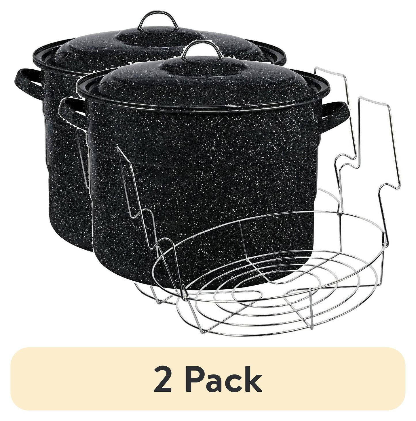 (2 Pack) 21.5 Quart Water Bath Canner, Large Enamel Canning Pot with Rack, Canning Supplies for Jam, Salsa and Pickles