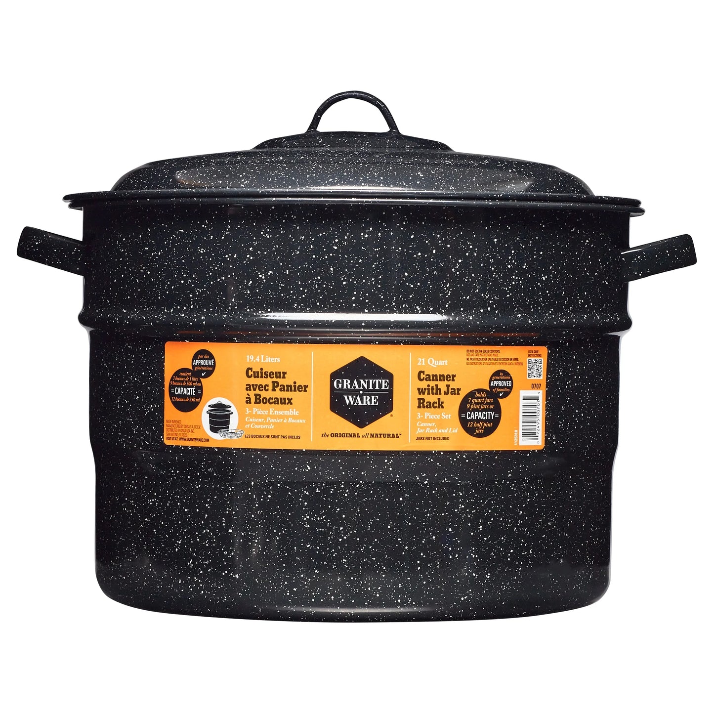 Granite Ware 21.5 Quart Water Bath Canner, Large Enamel Canning Pot with Rack, Canning Supplies for Jam, Salsa and Pickles