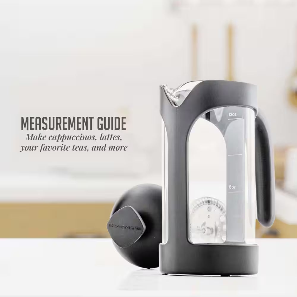 1.5 Cup Black French Press Coffee Maker with Heat Resistant Borosilicate Glass