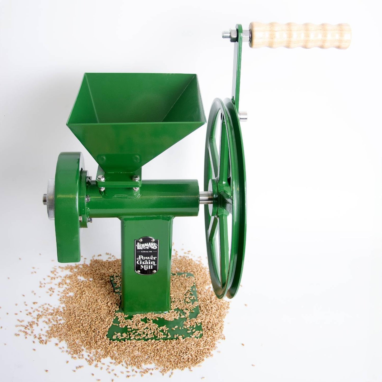 Manual Power Grain Mill, Grinds Any Dry Grain to Pastry Flour, Big 6 Cup Capacity, 14 Inches High with 12 Inch Flywheel