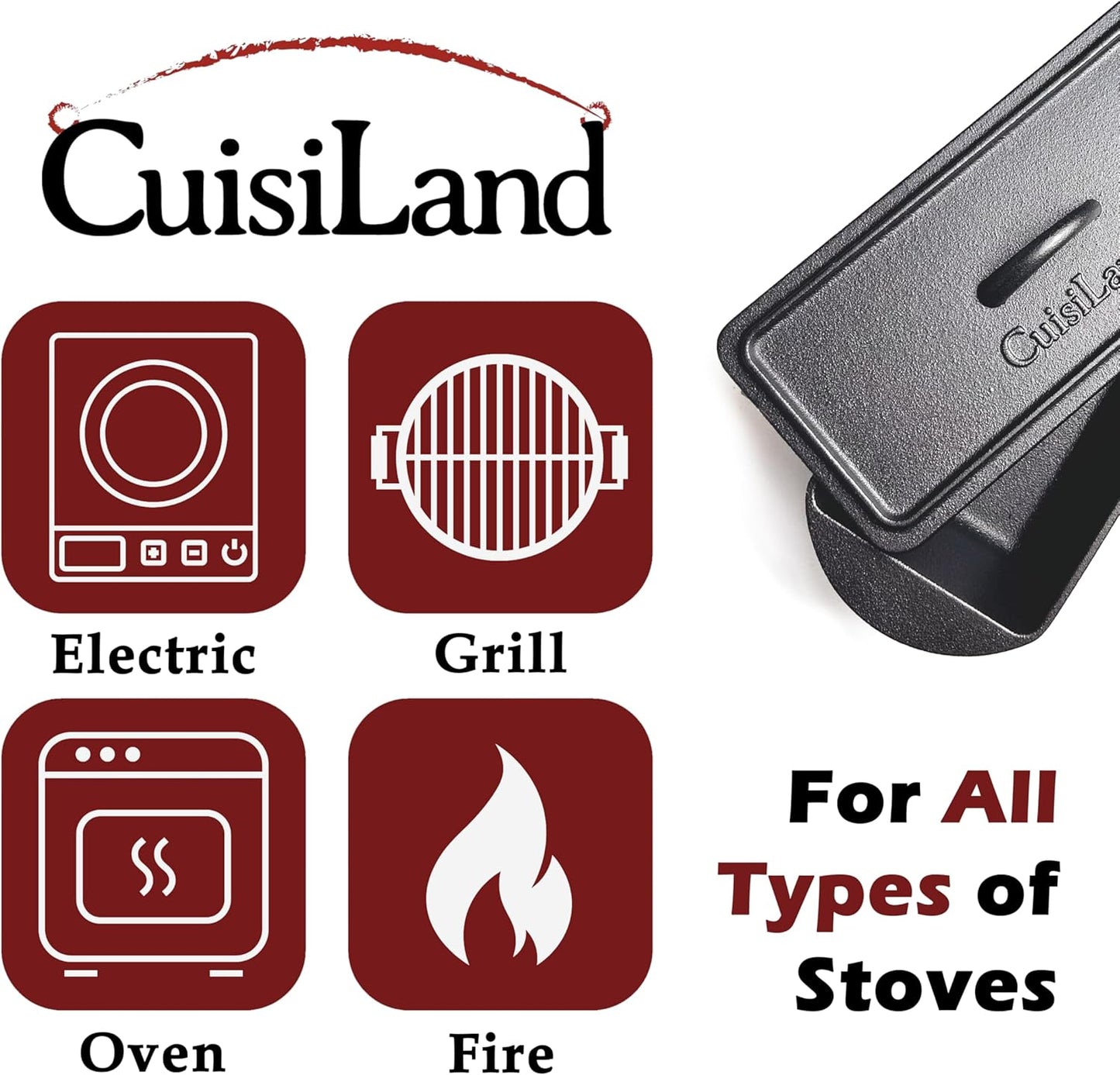 Rectangular Cast Iron Bread Loaf Pan, Heavy Duty 11X4.75X4,25" (14" L/Handles) with Lid (BLP137U)