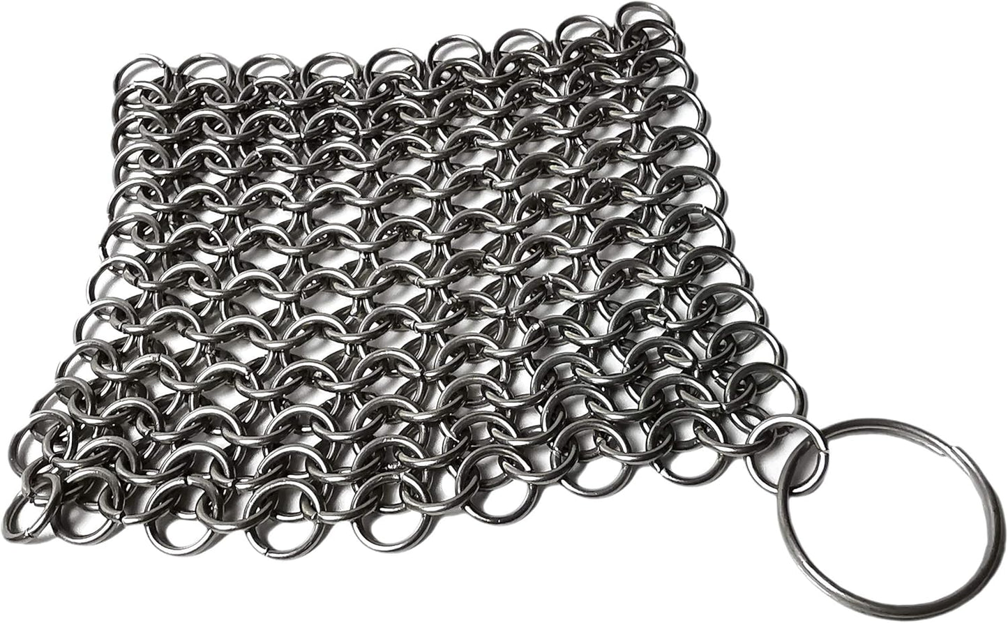 Stainless Steel Cast Iron Cleaner, Chainmail Cast Iron Scrubber Skillet for Wok, Cooking Pot, Griddle, Cauldron Maintenance, Pre Seasoned Pans, Dutch Ovens - 7.9" X 7.9"