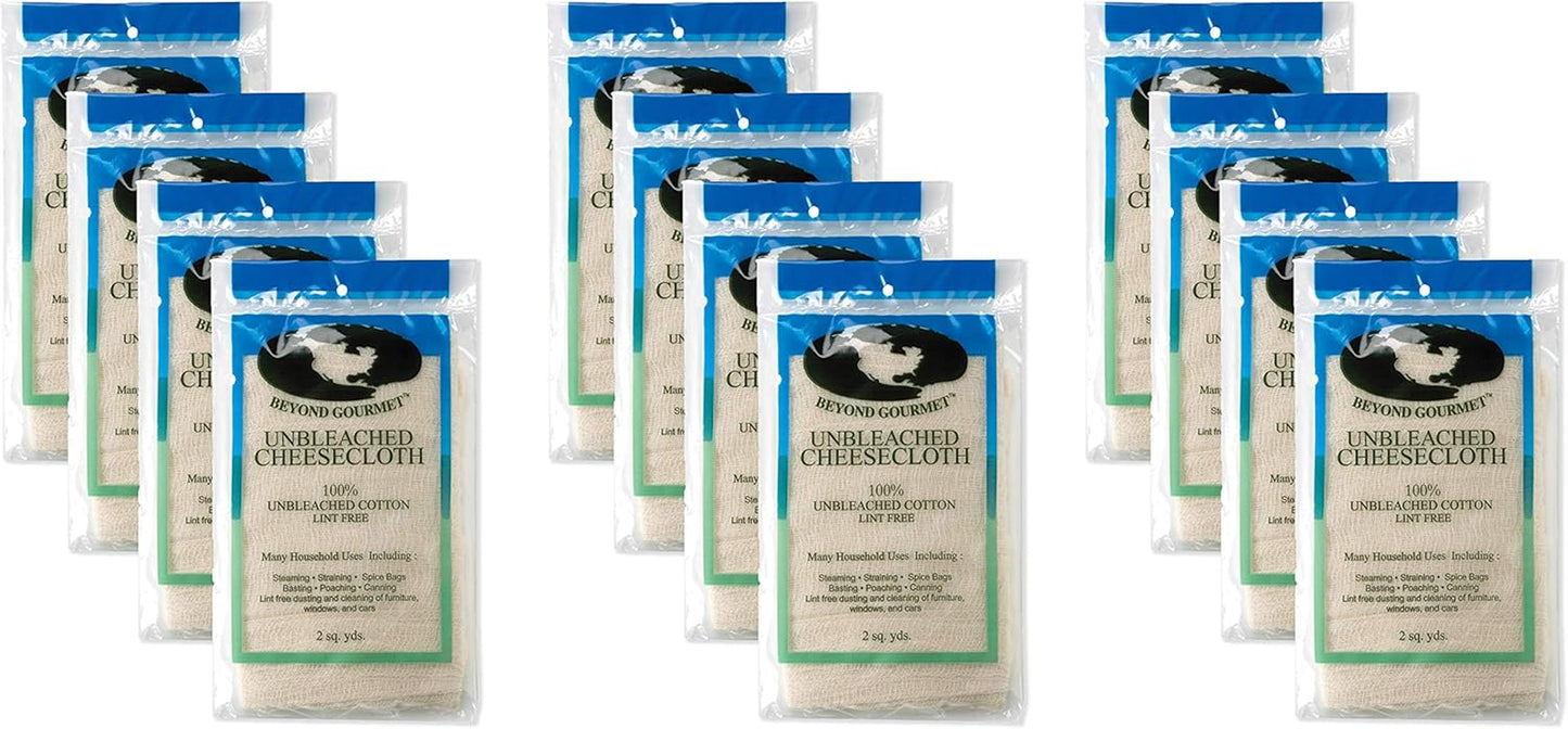 Extra-Fine Unbleached Cheesecloth, 100-Percent Cotton, Chlorine Free, 2-Square Yards, 18-Square Feet, Set of 12