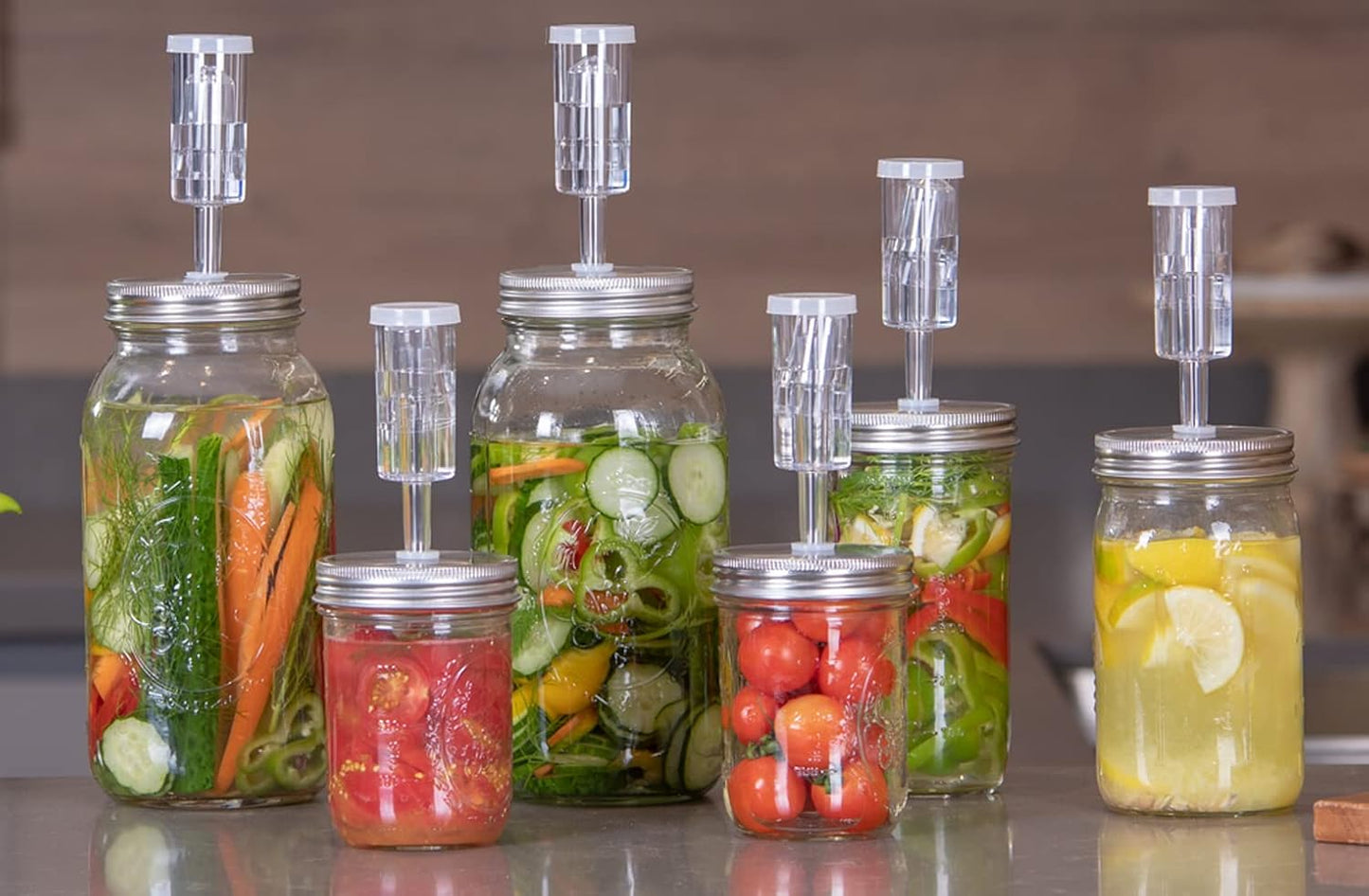Fermentation Kit, Stainless Steel Fermenting Lids for Wide Mouth Mason Jars (NO Jars)