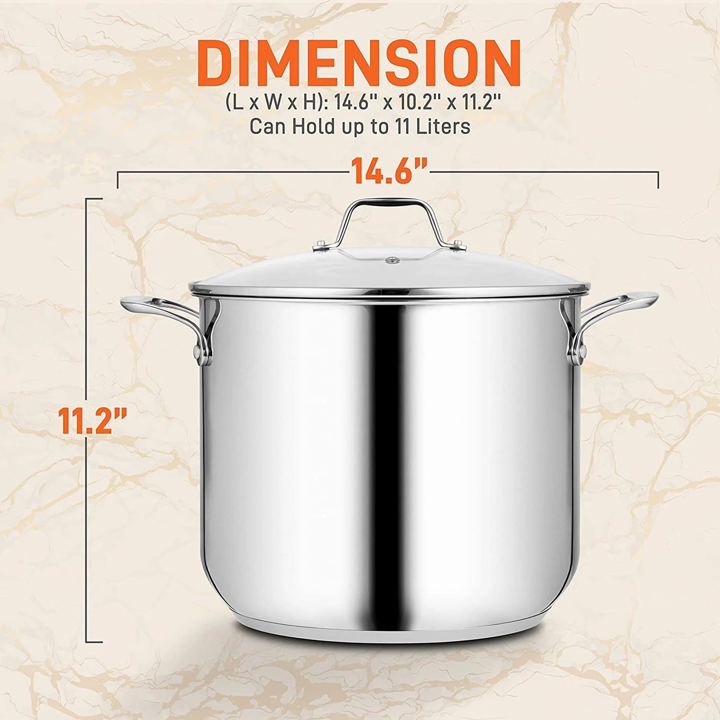 Heavy Duty 12 Qt Stainless Steel Soup Stock Pot W/ Handles & Lid
