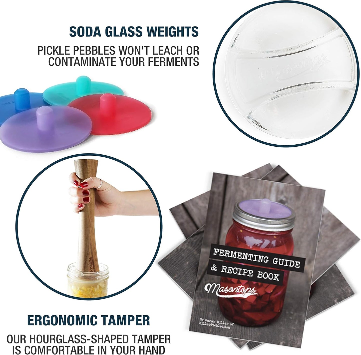 Complete Mason Jar Fermentation Kit - Pickle Kit, Sauerkraut Making Kit Kimchi Container - Fermentation Airlock Lids Wide Mouth Mason Jars