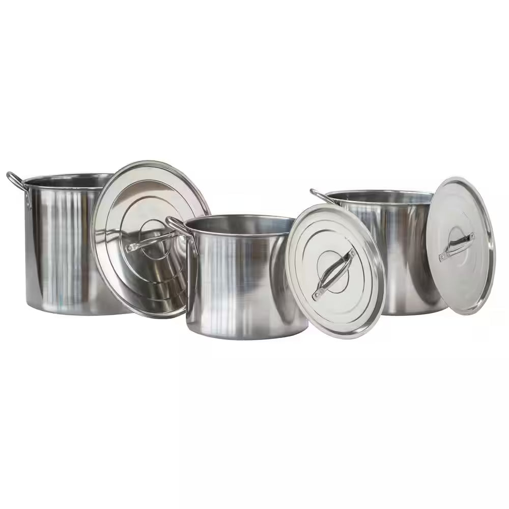 3-Piece Stainless Steel Stock Pot Set