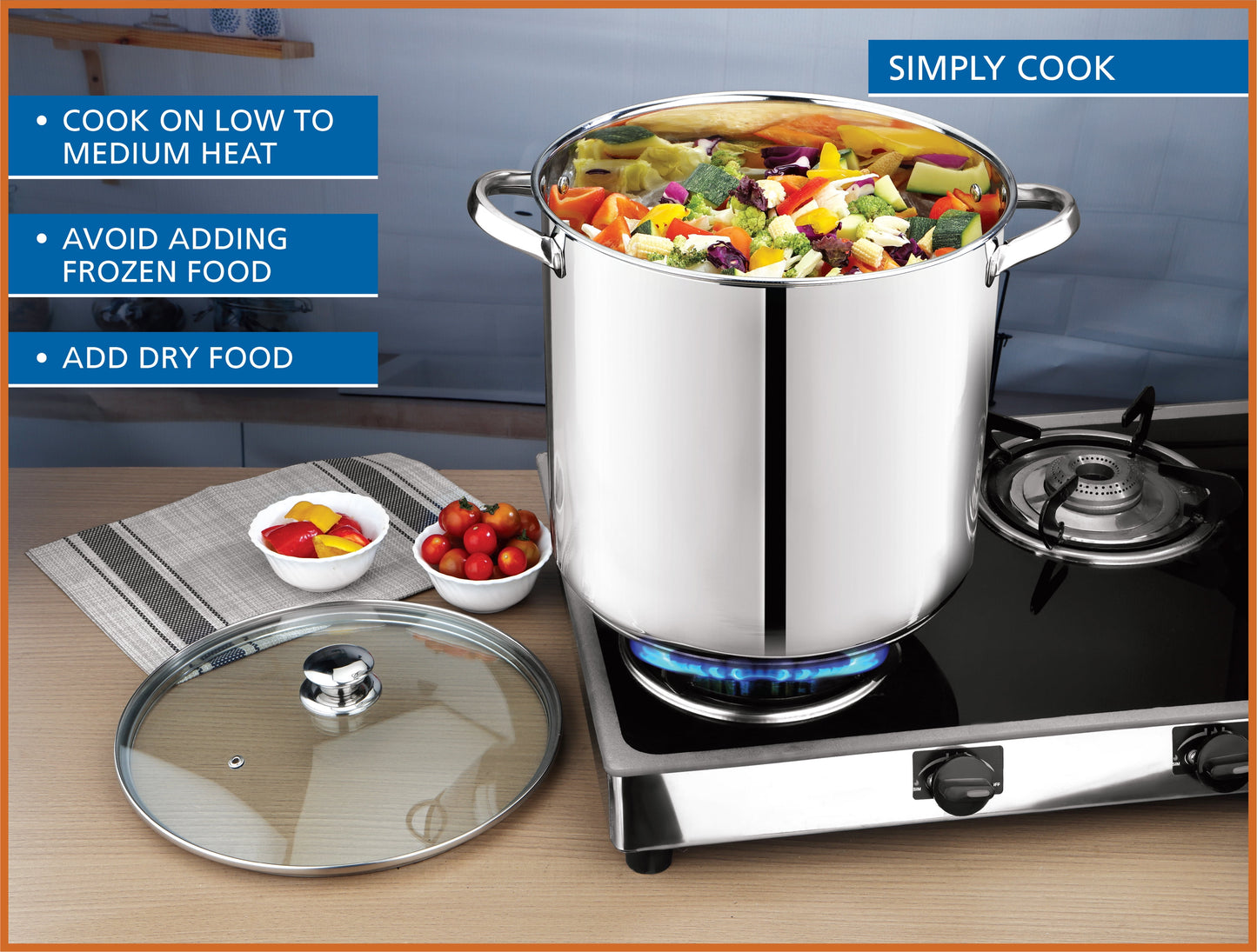Stainless Steel 20-Quart Stock Pot with Glass Lid