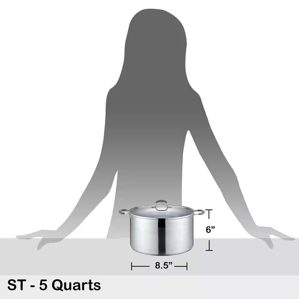 5 Qt. Stainless Steel Stock Pot with Glass Lid