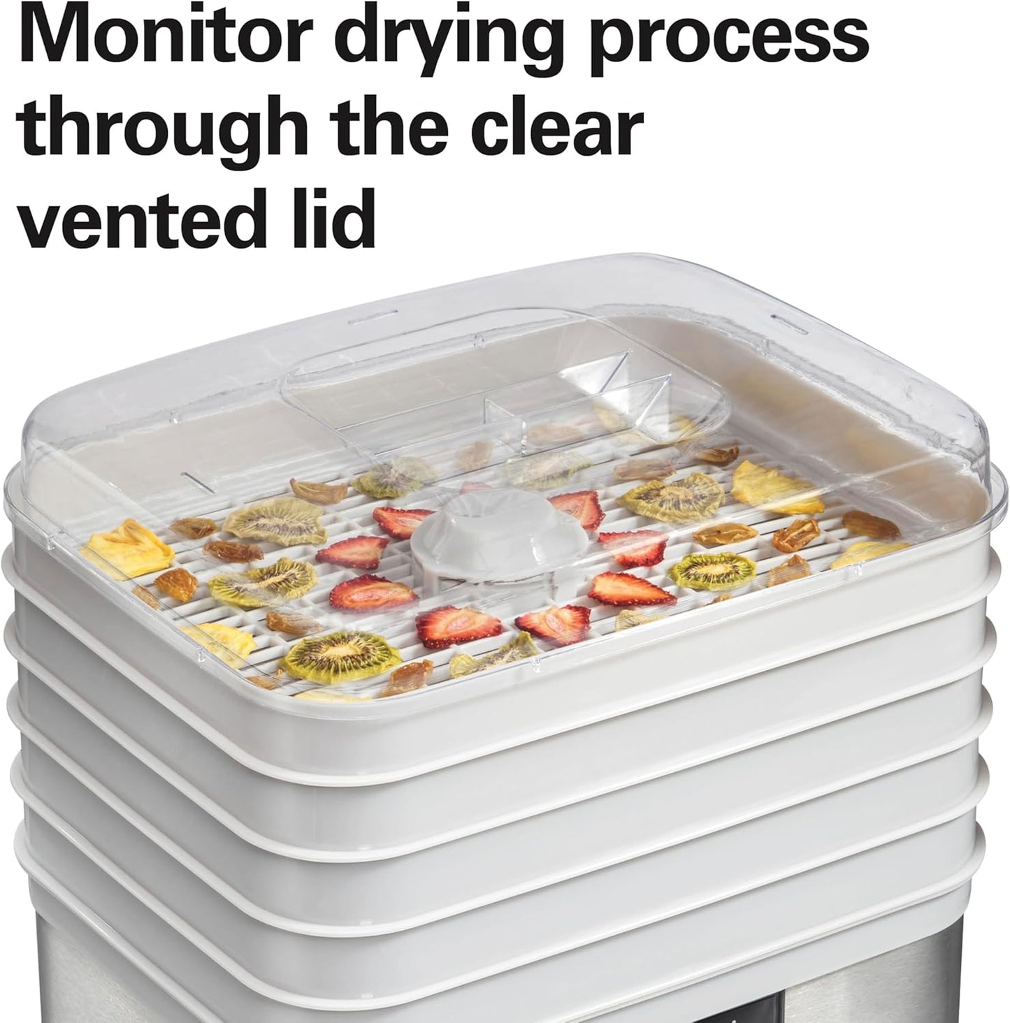 Digital Food Dehydrator for Fruit and Jerky, Vegetables and More, 5 Trays, Adjustable Temperature, 48 Hour Timer + Auto Shutoff, Grey (32100A)