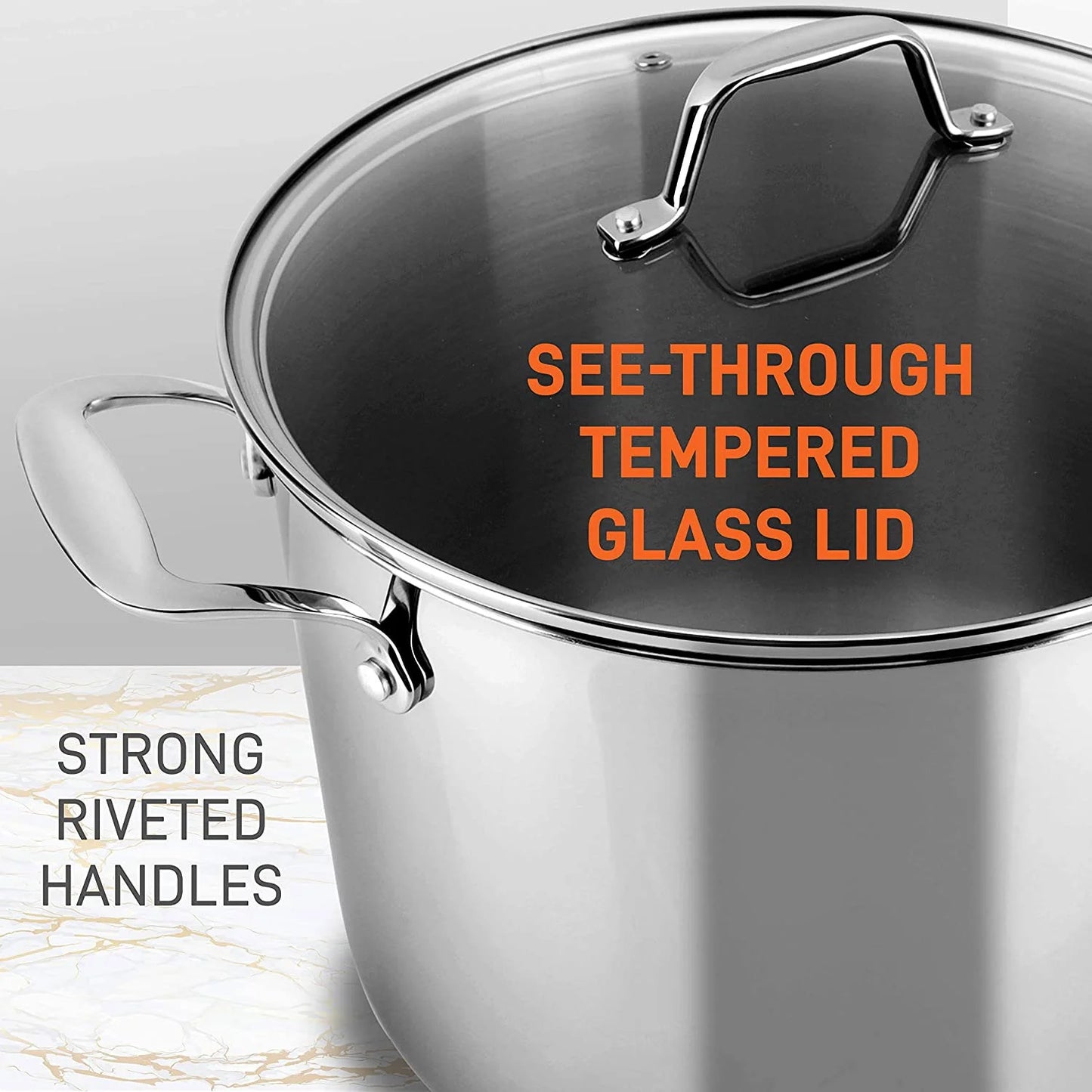 Heavy Duty 12 Qt Stainless Steel Soup Stock Pot W/ Handles & Lid