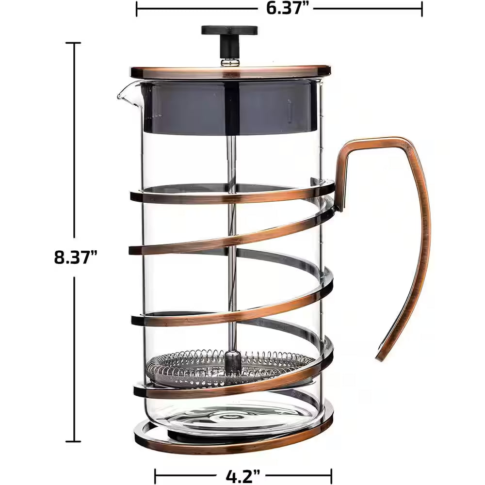 French Press Coffee Maker, Stainless Steel Filter- Spiral Copper Camping Hot Coffee Press and Tea Maker,34 Ounce, FSW34C