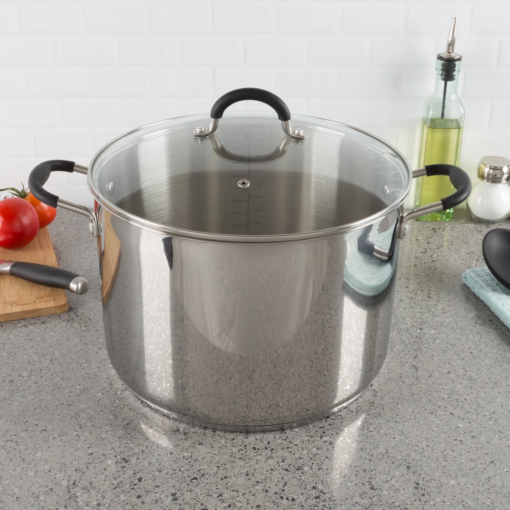 Large Stock Pot-Stainless Steel Pot with Lid-Compatible with Electric, Gas, Induction or Gas Cooktops-12-Quart Capacity Cookware by