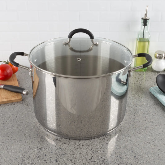 Large Stock Pot-Stainless Steel Pot with Lid-Compatible with Electric, Gas, Induction or Gas Cooktops-12-Quart Capacity Cookware by