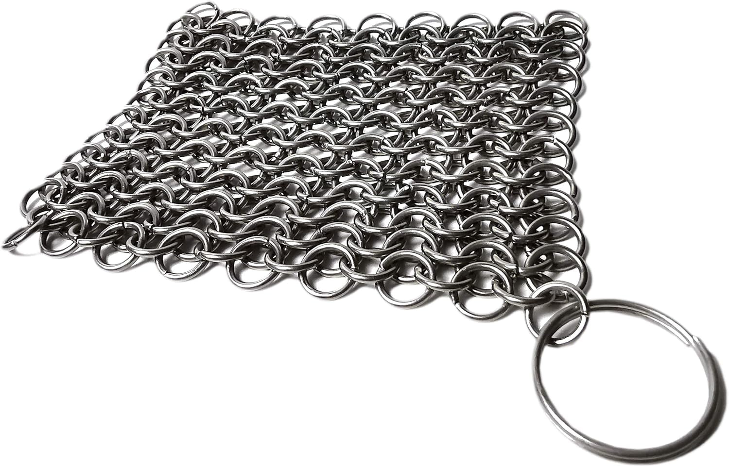 Stainless Steel Cast Iron Cleaner, Chainmail Cast Iron Scrubber Skillet for Wok, Cooking Pot, Griddle, Cauldron Maintenance, Pre Seasoned Pans, Dutch Ovens - 7.9" X 7.9"
