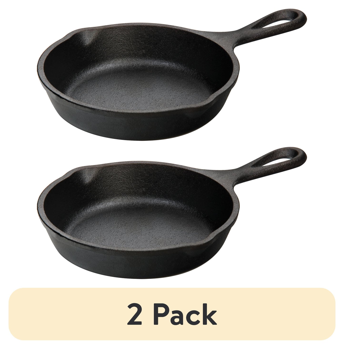(2 Pack)  Seasoned Cast Iron 5 Inch Skillet