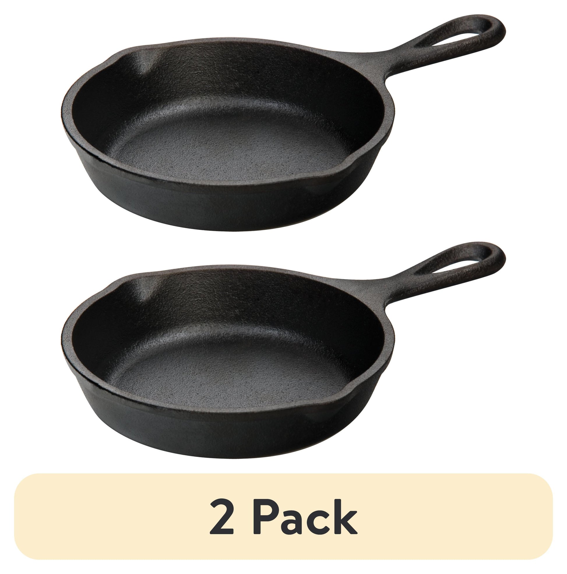 (2 Pack)  Seasoned Cast Iron 5 Inch Skillet