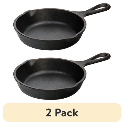 (2 Pack)  Seasoned Cast Iron 5 Inch Skillet