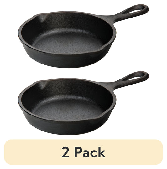 (2 Pack)  Seasoned Cast Iron 5 Inch Skillet