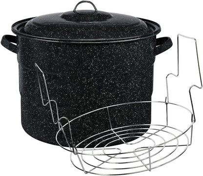 Granite Ware 21.5 Quart Water Bath Canner, Large Enamel Canning Pot with Rack, Canning Supplies for Jam, Salsa and Pickles