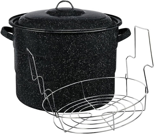 Granite Ware 21.5 Quart Water Bath Canner, Large Enamel Canning Pot with Rack, Canning Supplies for Jam, Salsa and Pickles