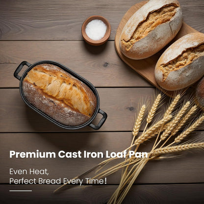 Cast Iron Loaf Pan with Lid-Bread Baking Pan for Sourdough,Pre-Seasoned Oval Dutch Oven, 9 X 5-4/5 Inch Loaf Pans for Homemade,Heavy Duty with Even Heating