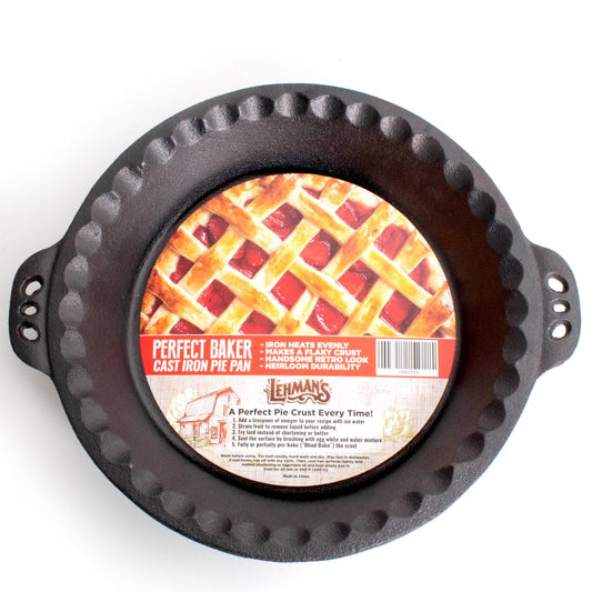 Extra Deep Pie Pan, Pre-Seasoned Cast Iron Bakeware with Crimped Edges and Handles, 10.25 Inches