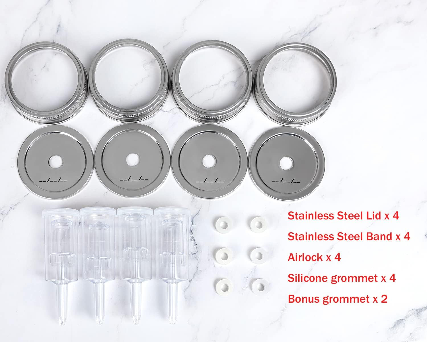 Fermentation Kit, Stainless Steel Fermenting Lids for Wide Mouth Mason Jars (NO Jars)