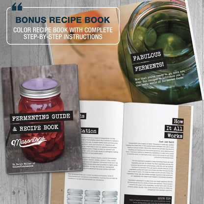 Complete Mason Jar Fermentation Kit - Pickle Kit, Sauerkraut Making Kit Kimchi Container - Fermentation Airlock Lids Wide Mouth Mason Jars