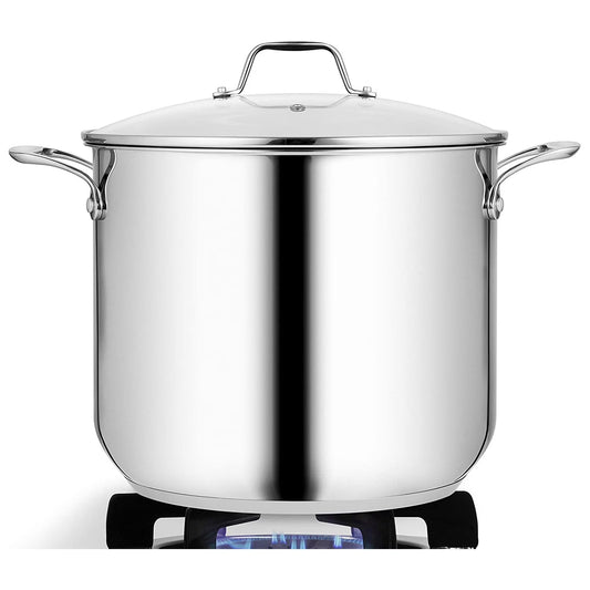 Heavy Duty 12 Qt Stainless Steel Soup Stock Pot W/ Handles & Lid