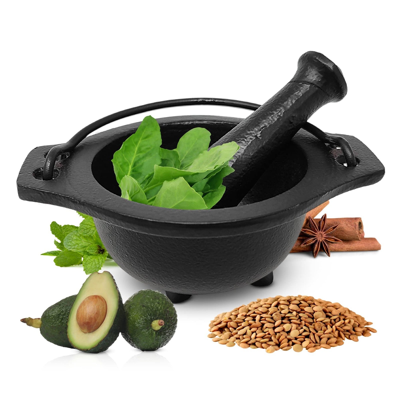 Cast Iron Cauldron Mortar and Pestle Set (Mp3-Cauldron Mortar & Pestle