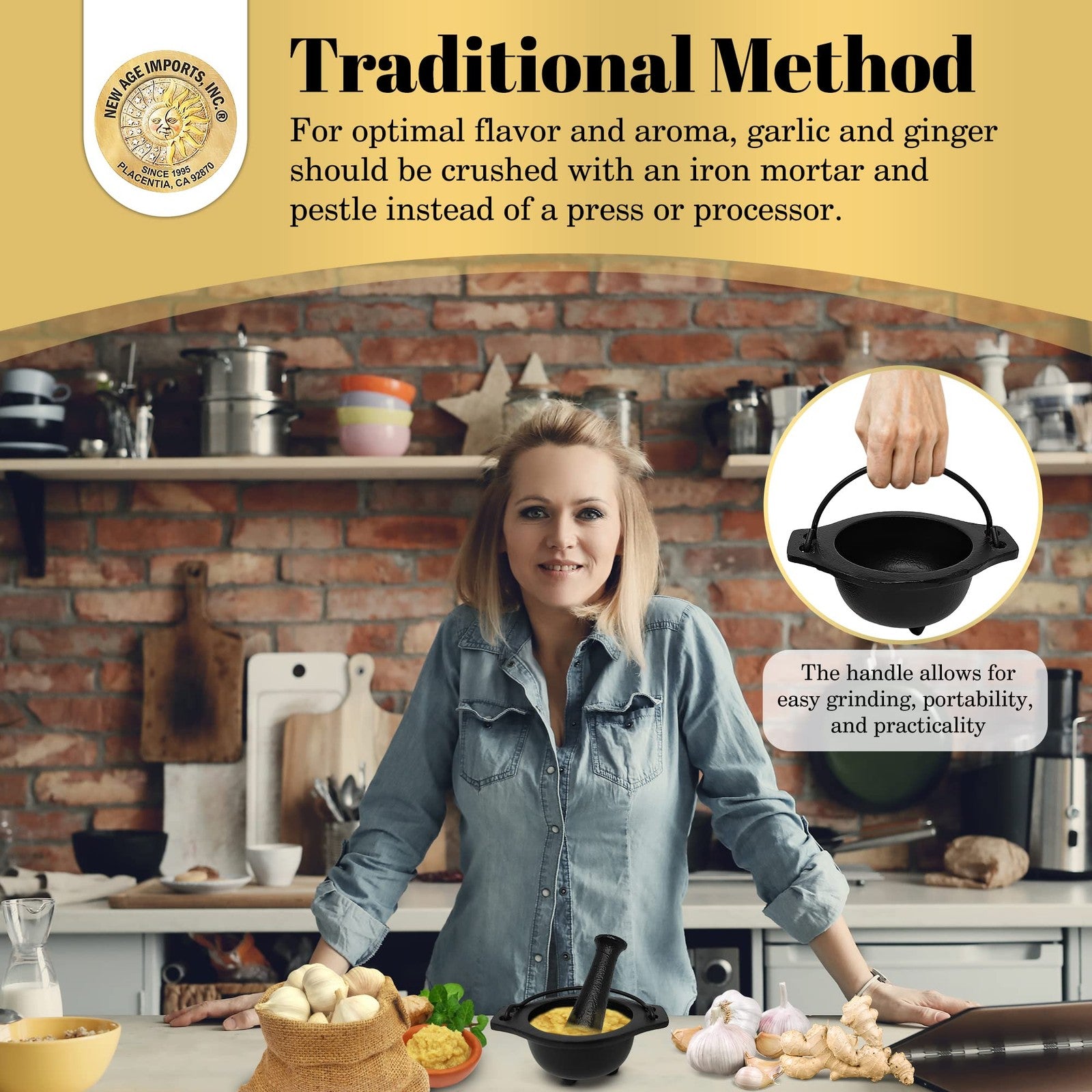 Cast Iron Cauldron Mortar and Pestle Set (Mp3-Cauldron Mortar & Pestle