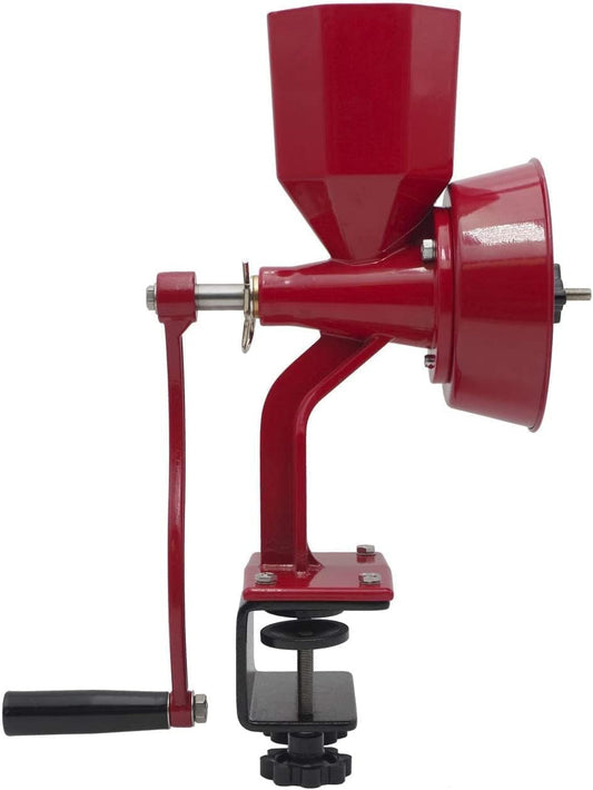 Hand Grain Mill Red Wonder Junior Deluxe- Manual Grain Mill and Grain Grinder for Dry and Oily Grains - Kitchen Flour Mill, Hand Crank and Spice, Corn, Wheat Stone Mill Grinder