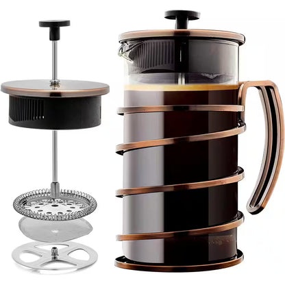 French Press Coffee Maker, Stainless Steel Filter- Spiral Copper Camping Hot Coffee Press and Tea Maker,34 Ounce, FSW34C