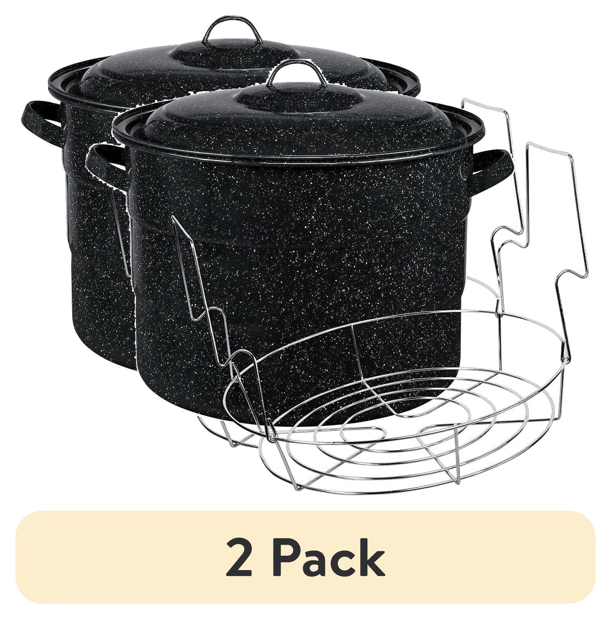 (2 Pack)  21.5 Quart Water Bath Canner, Large Enamel Canning Pot with Rack, Canning Supplies for Jam, Salsa and Pickles