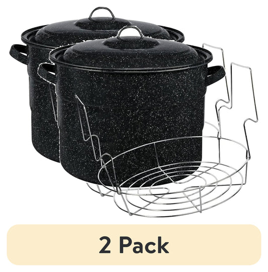 (2 Pack)  21.5 Quart Water Bath Canner, Large Enamel Canning Pot with Rack, Canning Supplies for Jam, Salsa and Pickles