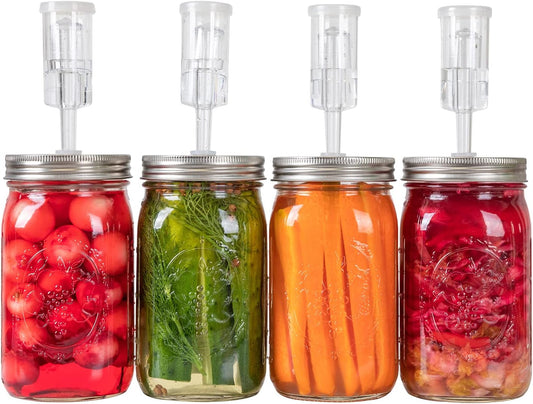 Fermentation Kit, Stainless Steel Fermenting Lids for Wide Mouth Mason Jars (NO Jars)