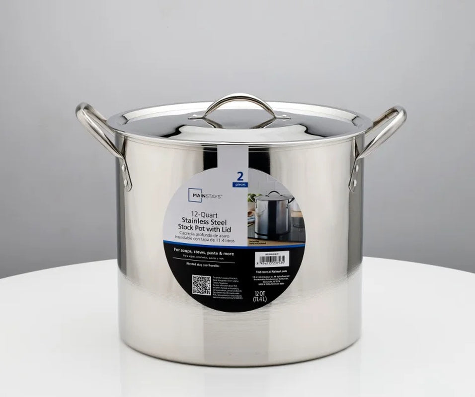 12 Quart Stainless Steel Stock Pot, Silver