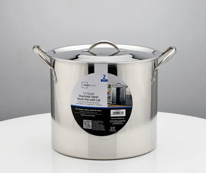 12 Quart Stainless Steel Stock Pot, Silver