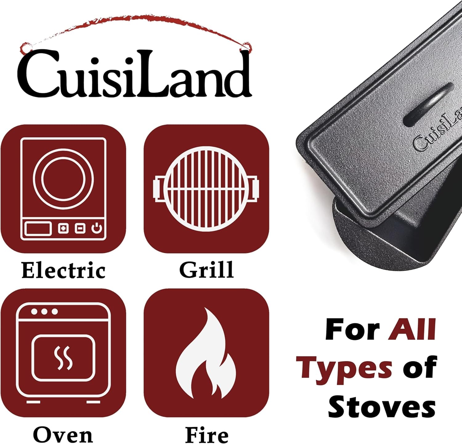 Rectangular Cast Iron Bread Loaf Pan, Heavy Duty 11X4.75X4,25" (14" L/Handles) with Lid (BLP137U)