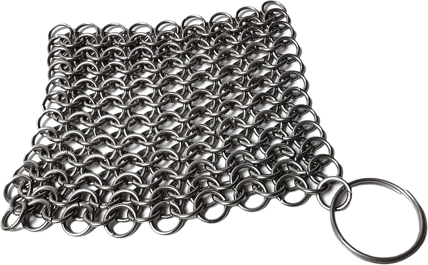 Stainless Steel Cast Iron Cleaner, Chainmail Cast Iron Scrubber Skillet for Wok, Cooking Pot, Griddle, Cauldron Maintenance, Pre Seasoned Pans, Dutch Ovens - 7.9" X 7.9"